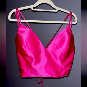 lace up top with black skirt (both included)